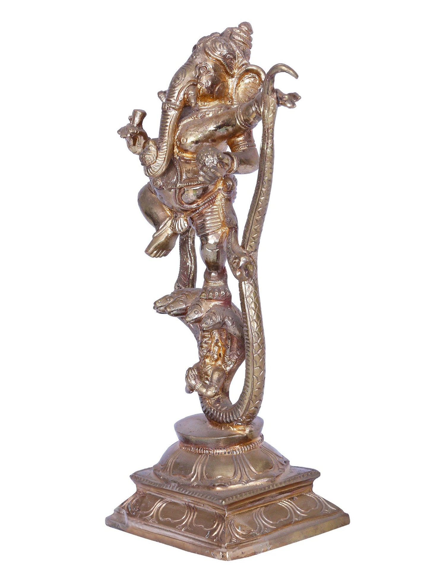 9" Dancing Lord Ganesha on Snake | Madhuchista Vidhana (Lost-Wax) | Panchaloha Bronze from Swamimalai