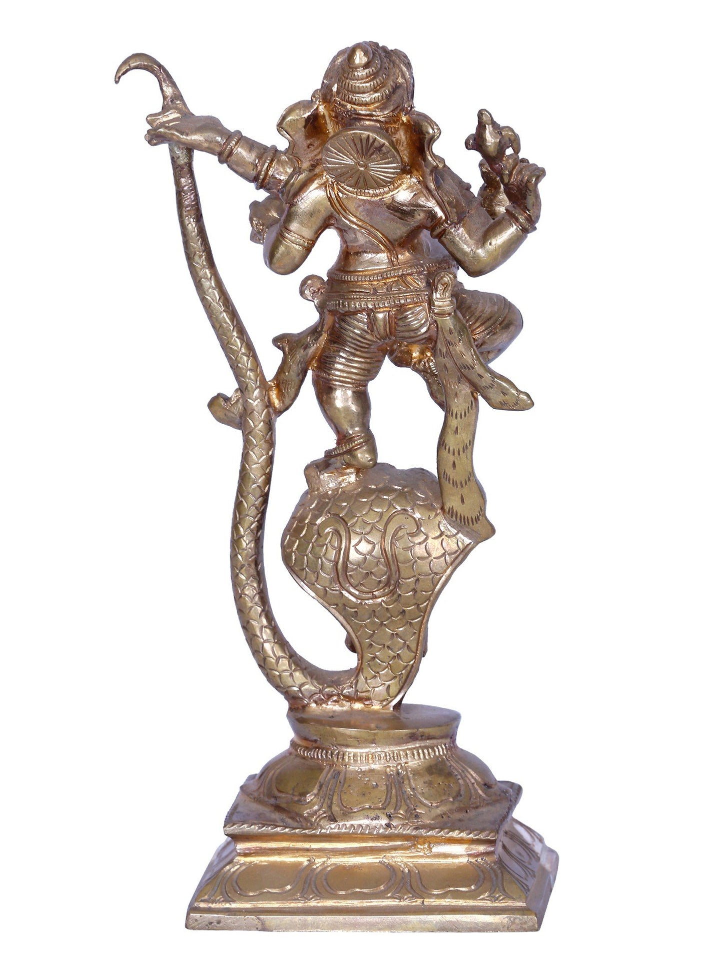 9" Dancing Lord Ganesha on Snake | Madhuchista Vidhana (Lost-Wax) | Panchaloha Bronze from Swamimalai