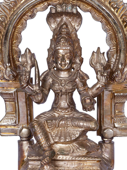 6" Devi Mariamman Seated on Kirtimukha Throne | Madhuchista Vidhana (Lost-Wax) | Panchaloha Bronze from Swamimalai