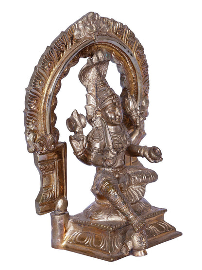 6" Devi Mariamman Seated on Kirtimukha Throne | Madhuchista Vidhana (Lost-Wax) | Panchaloha Bronze from Swamimalai