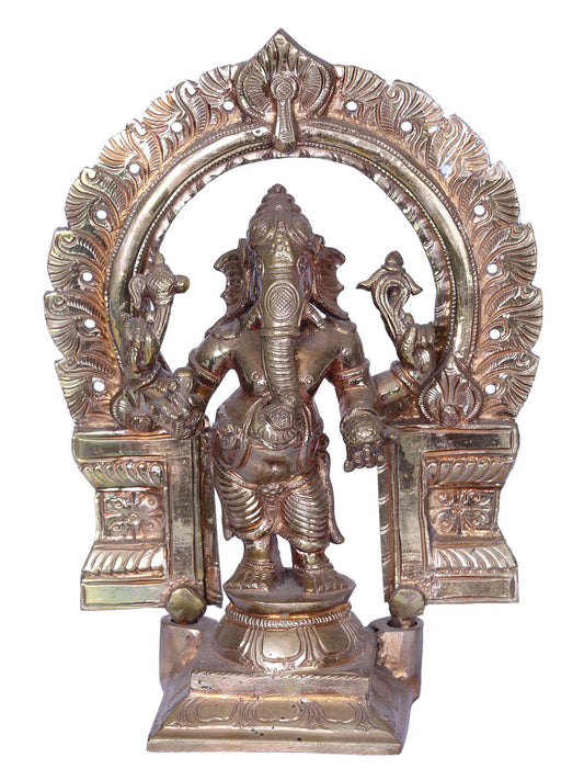 7" Four-Armed Standing Lord Ganapati Idol | Madhuchista Vidhana (Lost-Wax) | Panchaloha Bronze from Swamimalai