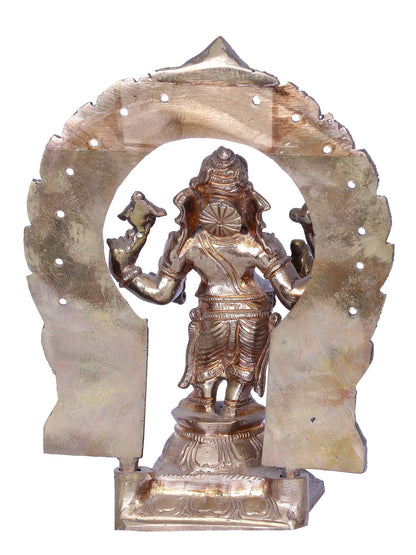 7" Four-Armed Standing Lord Ganapati Idol | Madhuchista Vidhana (Lost-Wax) | Panchaloha Bronze from Swamimalai