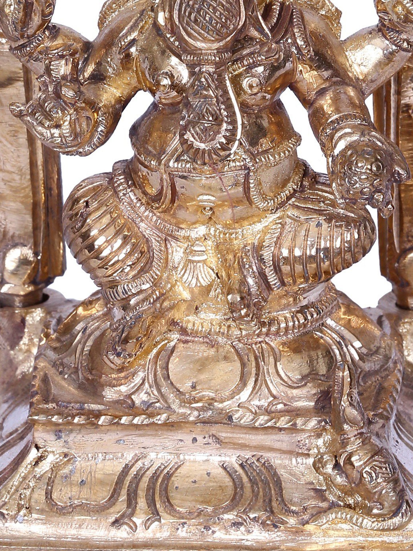 7" Lord Ganesha Seated on Throne | Madhuchista Vidhana (Lost-Wax) | Panchaloha Bronze from Swamimalai