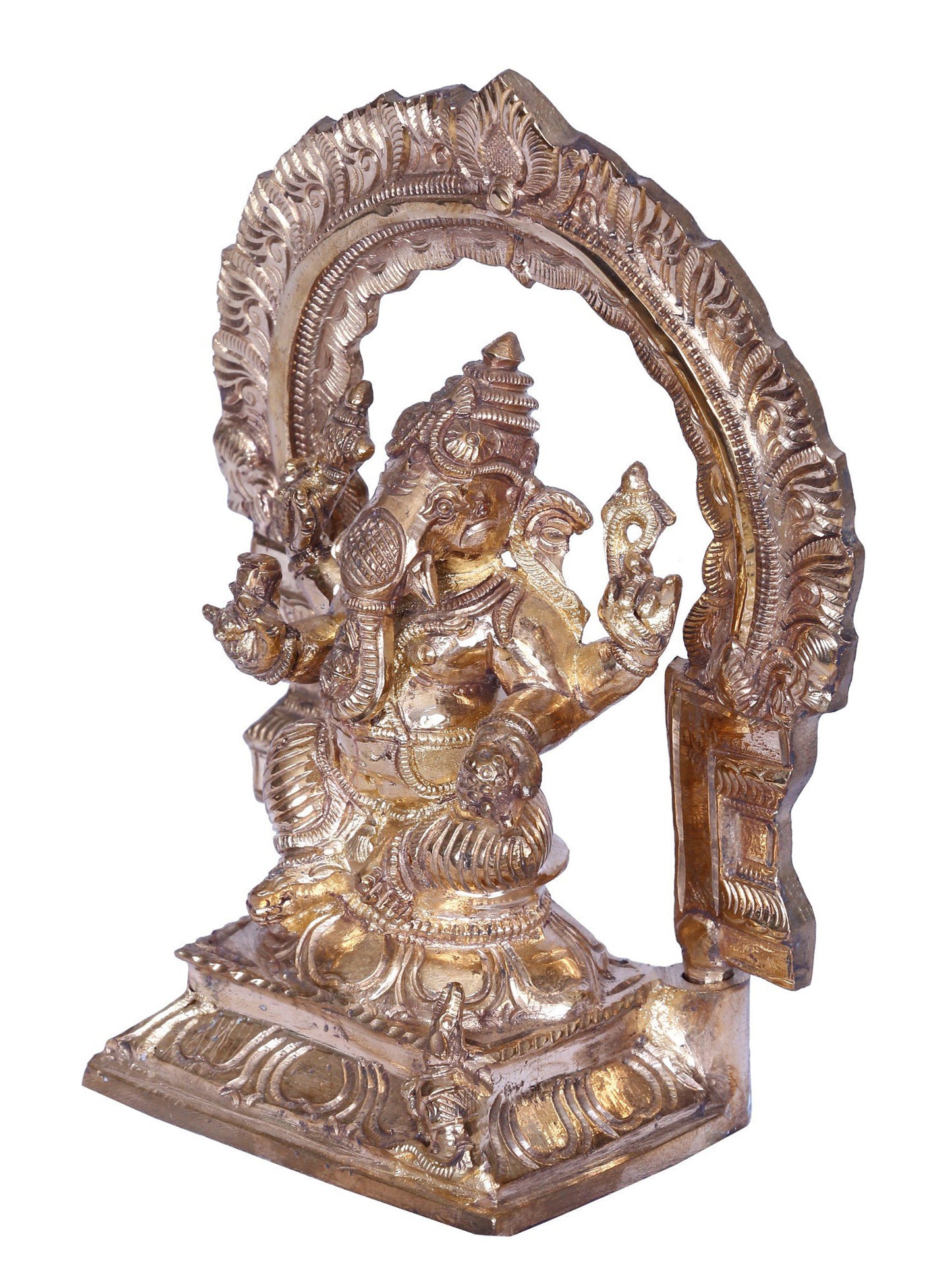 7" Lord Ganesha Seated on Throne | Madhuchista Vidhana (Lost-Wax) | Panchaloha Bronze from Swamimalai