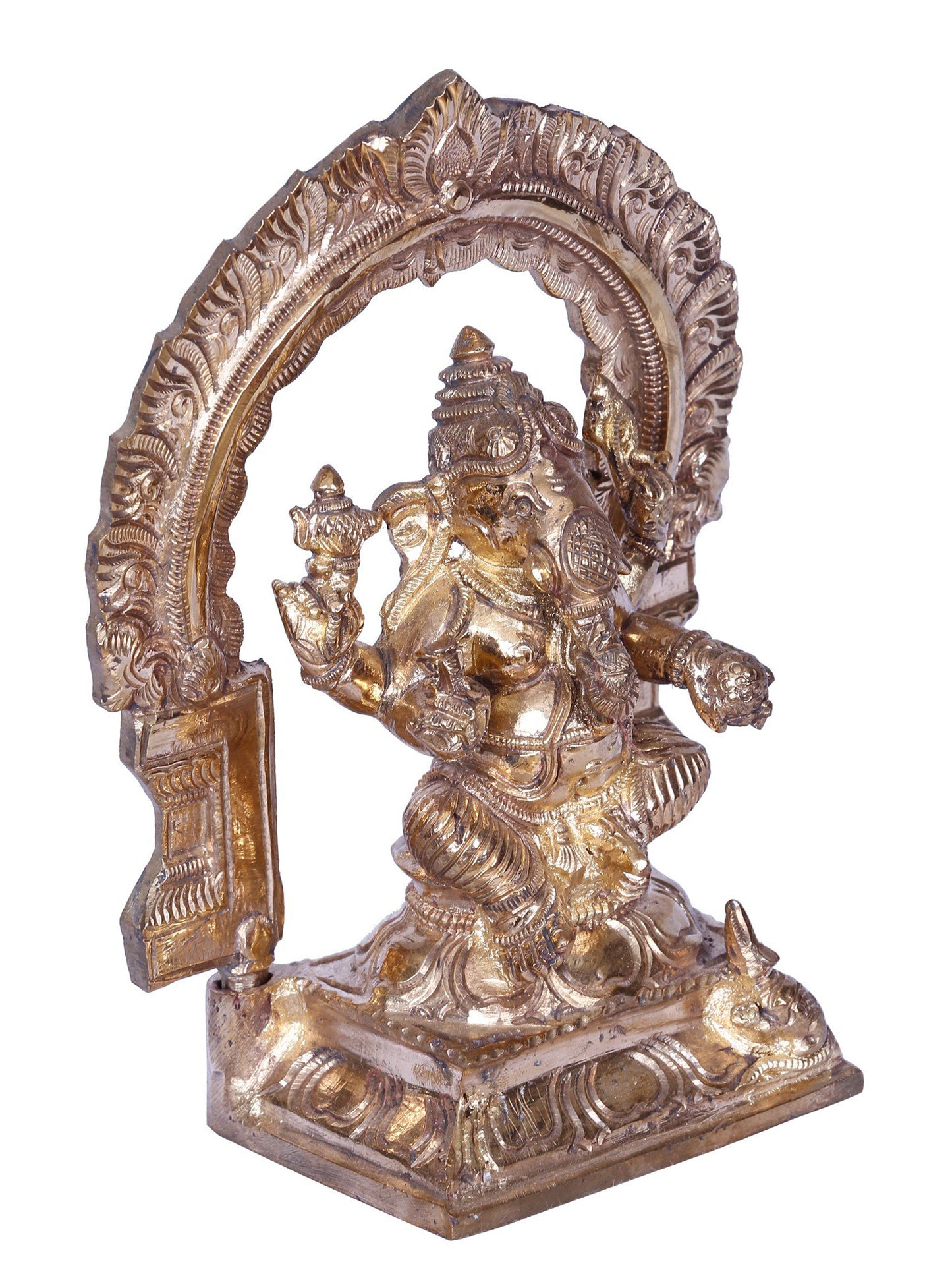 7" Lord Ganesha Seated on Throne | Madhuchista Vidhana (Lost-Wax) | Panchaloha Bronze from Swamimalai