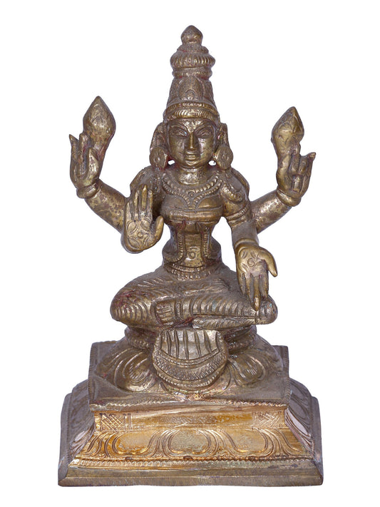 5" Sitting Goddess Lakshmi Statue | Madhuchista Vidhana (Lost-Wax) | Panchaloha Bronze from Swamimalai