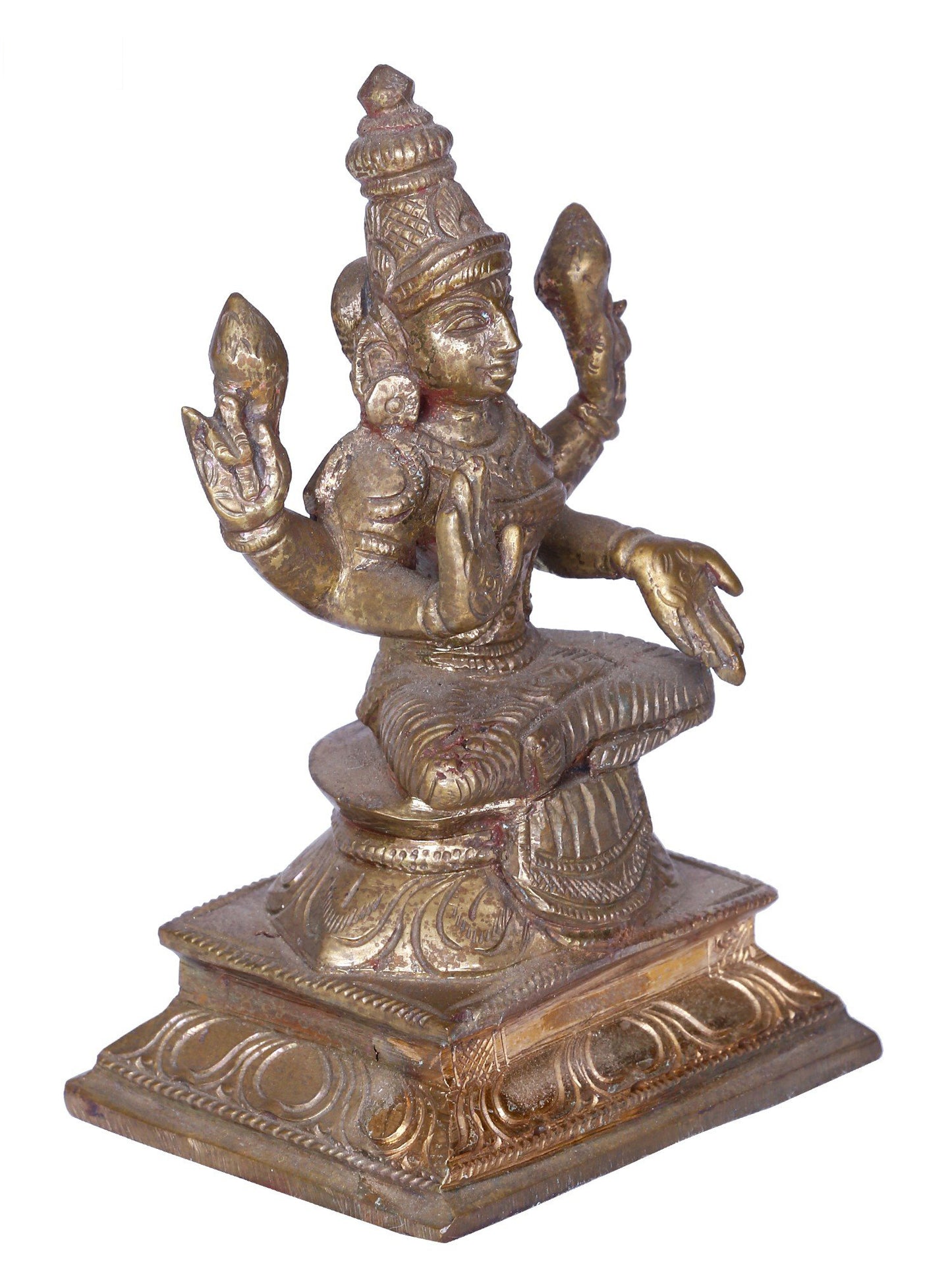 5" Sitting Goddess Lakshmi Statue | Madhuchista Vidhana (Lost-Wax) | Panchaloha Bronze from Swamimalai