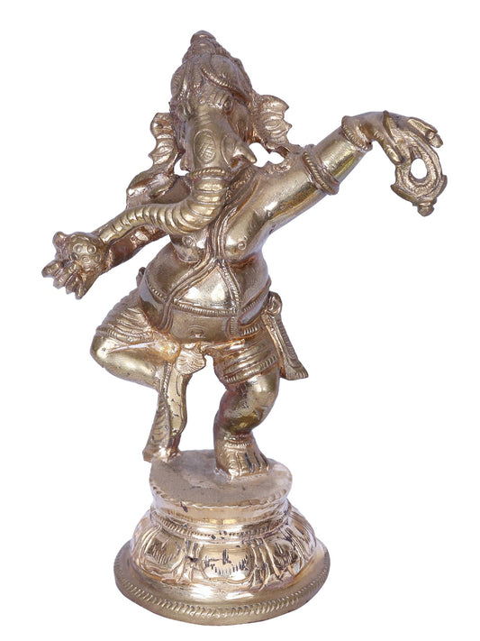 5" Dancing Ganesha Panchaloha Bronze Idol from Swamimalai | Madhuchista Vidhana (Lost-Wax)