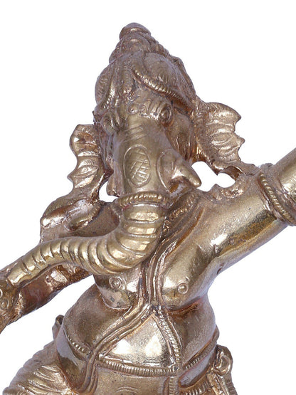 5" Dancing Ganesha Panchaloha Bronze Idol from Swamimalai | Madhuchista Vidhana (Lost-Wax)