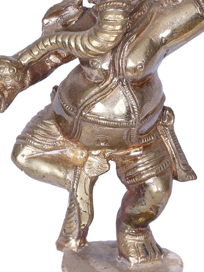 5" Dancing Ganesha Panchaloha Bronze Idol from Swamimalai | Madhuchista Vidhana (Lost-Wax)