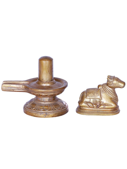 5" Shivalinga - Nandi Set | Madhuchista Vidhana (Lost-Wax) | Panchaloha Bronze from Swamimalai