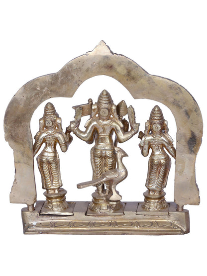 7" Lord Murugan with Devasena and Valli | Madhuchista Vidhana (Lost-Wax) | Panchaloha Bronze from Swamimalai