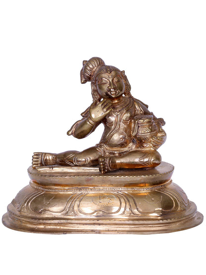 7" Butter Krishna Panchaloha Bronze Statue from Swamimalai | Madhuchista Vidhana (Lost-Wax)