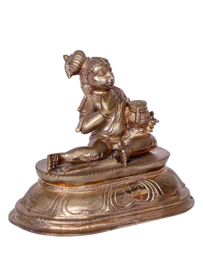 7" Butter Krishna Panchaloha Bronze Statue from Swamimalai | Madhuchista Vidhana (Lost-Wax)