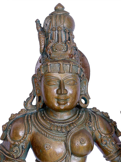 24" Standing Lord Ardhanarishvara Statue | Madhuchista Vidhana (Lost-Wax) | Panchaloha Bronze from Swamimalai