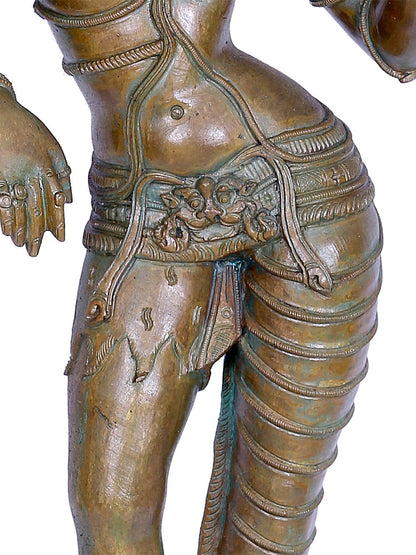 24" Standing Lord Ardhanarishvara Statue | Madhuchista Vidhana (Lost-Wax) | Panchaloha Bronze from Swamimalai