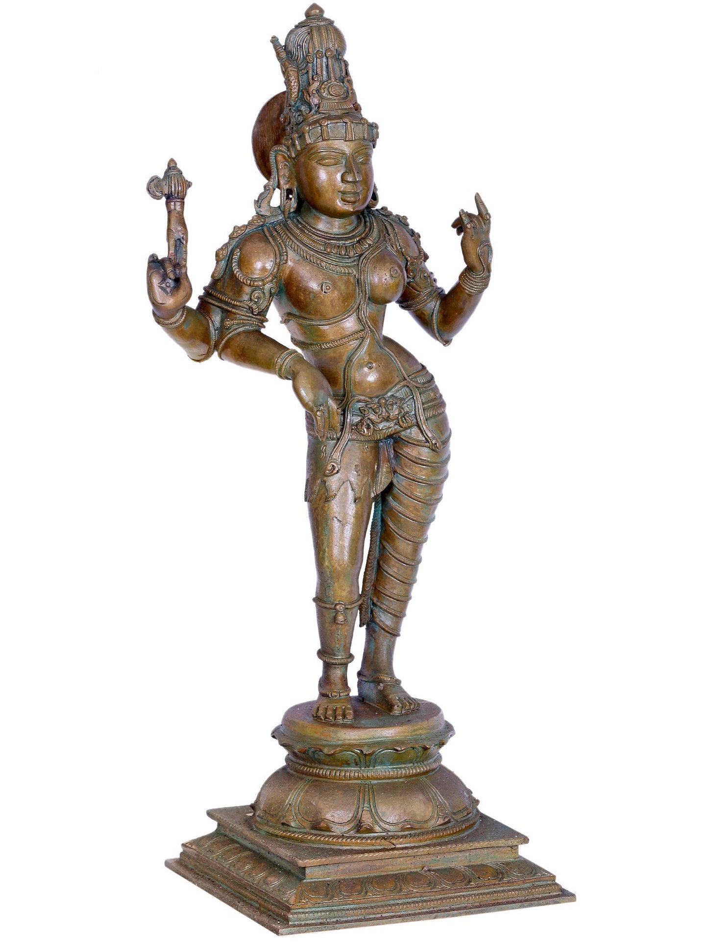 24" Standing Lord Ardhanarishvara Statue | Madhuchista Vidhana (Lost-Wax) | Panchaloha Bronze from Swamimalai