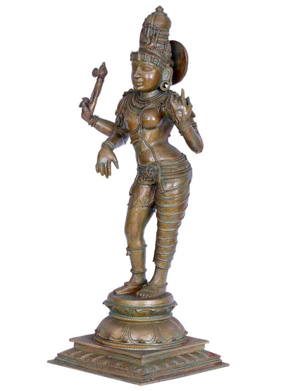 24" Standing Lord Ardhanarishvara Statue | Madhuchista Vidhana (Lost-Wax) | Panchaloha Bronze from Swamimalai