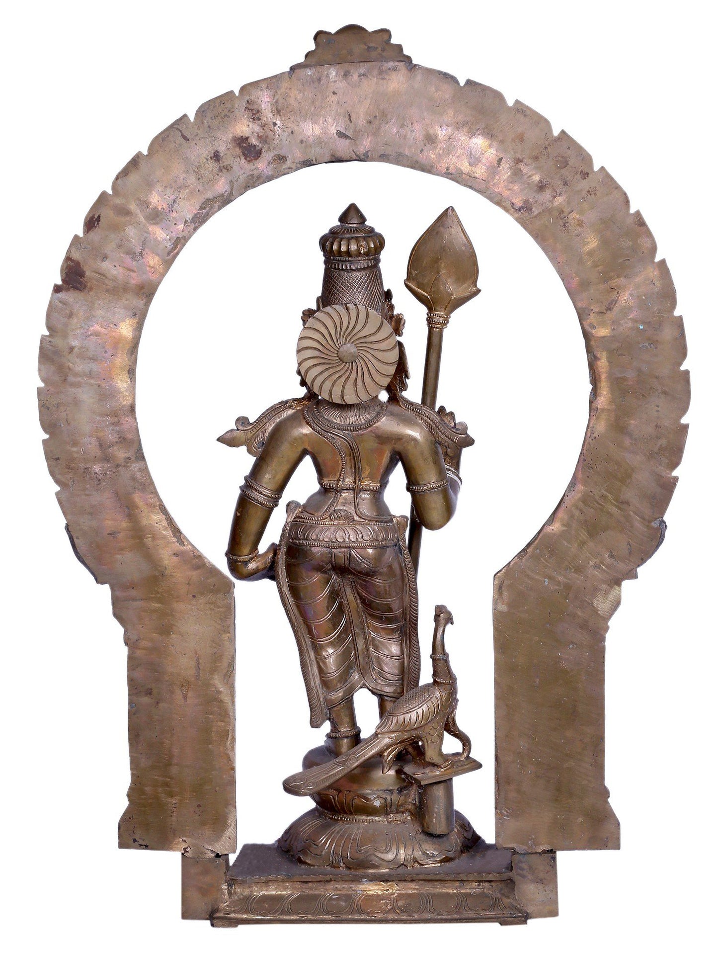 30" Standing Lord Karttikeya Panchaloha Bronze Statue with Kirtimukha Throne