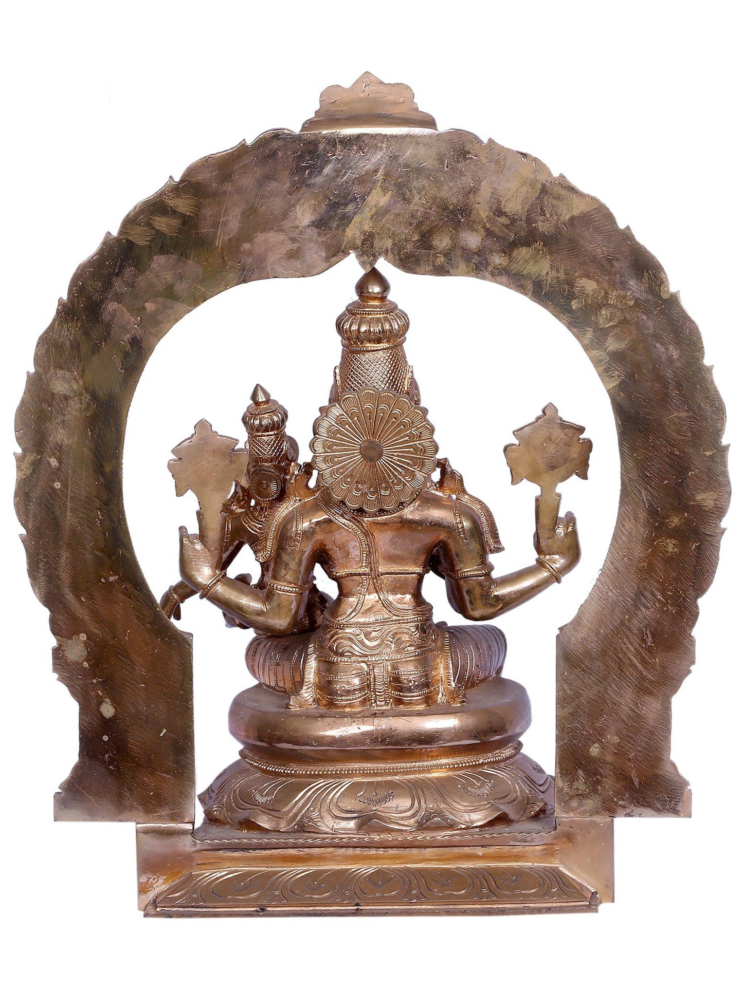 21" Lord Vishnu Panchaloha Bronze Statue Seated on Throne with Goddess Lakshmi