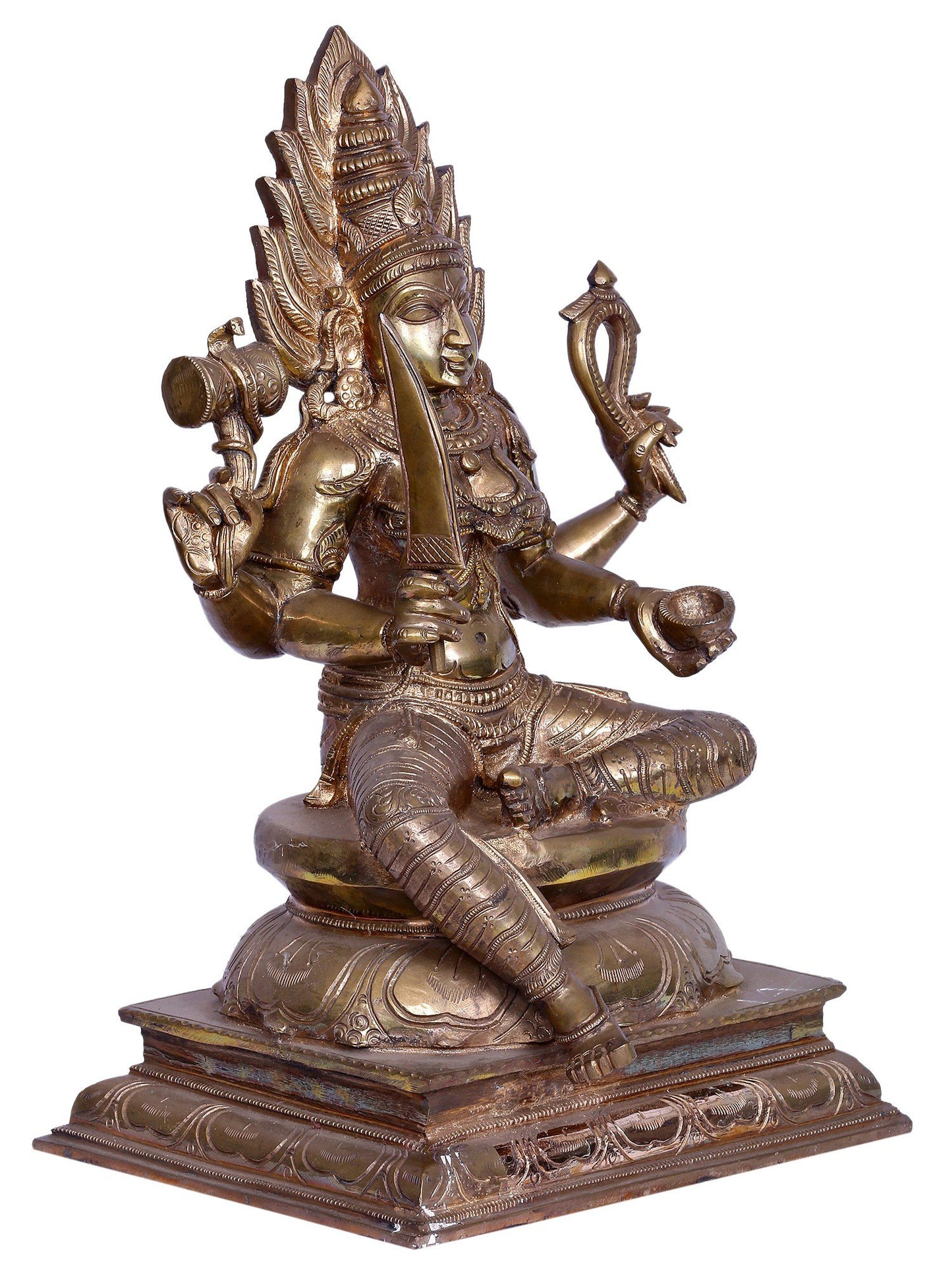 18" Goddess Mariamman (South Indian Goddess Durga) | Madhuchista Vidhana (Lost-Wax) | Panchaloha Bronze from Swamimalai