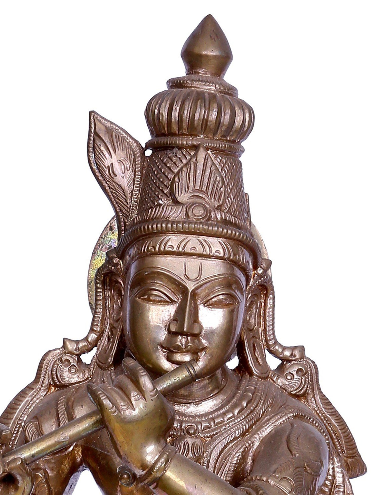 19" Lord Venugopal (Krishna) Playing Flute | Madhuchista Vidhana (Lost-Wax) | Panchaloha Bronze from Swamimalai