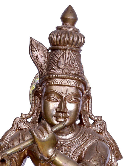 19" Lord Venugopal (Krishna) Playing Flute | Madhuchista Vidhana (Lost-Wax) | Panchaloha Bronze from Swamimalai