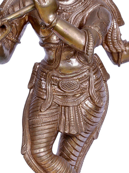 19" Lord Venugopal (Krishna) Playing Flute | Madhuchista Vidhana (Lost-Wax) | Panchaloha Bronze from Swamimalai