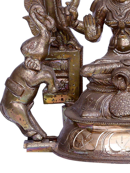 12" Goddess Gajalakshmi with Kirtimukha Throne | Madhuchista Vidhana (Lost-Wax) | Panchaloha Bronze from Swamimalai