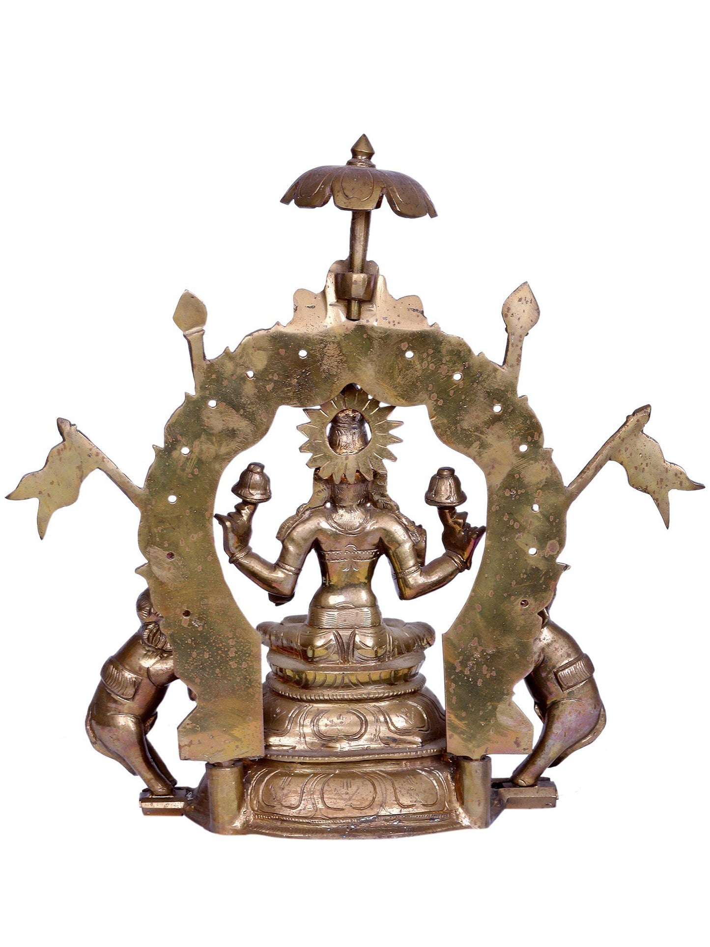 12" Goddess Gajalakshmi with Kirtimukha Throne | Madhuchista Vidhana (Lost-Wax) | Panchaloha Bronze from Swamimalai