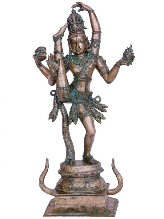 19" Dancing Lord Shiva Swaroop (Urthava Thandava) | Handmade | Madhuchista Vidhana (Lost-Wax) | Panchaloha Bronze from Swamimalai