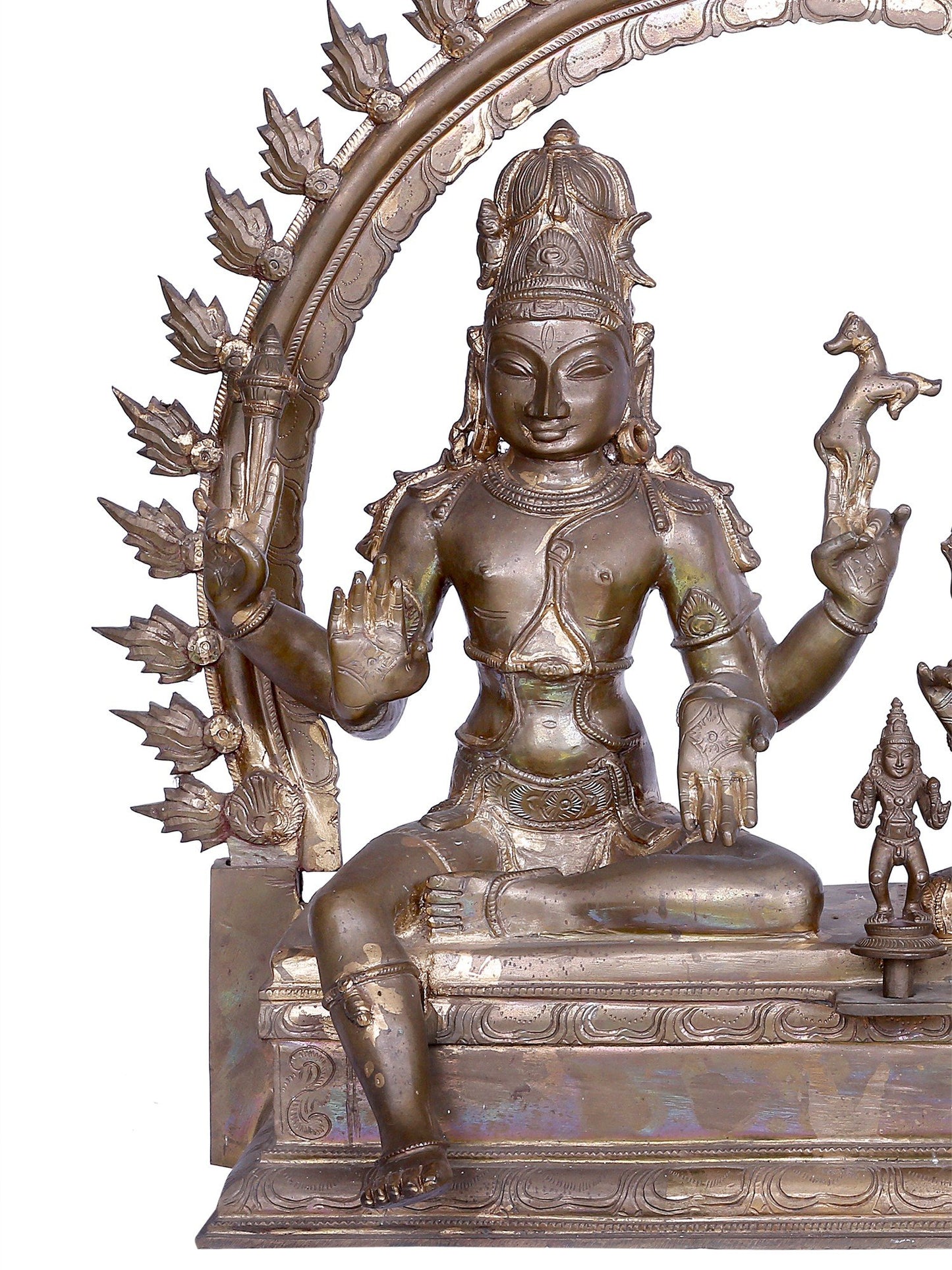 22" Lord Shiva Devi Parvati with Kartikeya | Handmade | Madhuchista Vidhana (Lost-Wax) | Panchaloha Bronze from Swamimalai