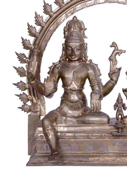 22" Lord Shiva Devi Parvati with Kartikeya | Handmade | Madhuchista Vidhana (Lost-Wax) | Panchaloha Bronze from Swamimalai