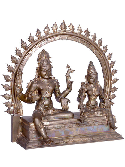 22" Lord Shiva Devi Parvati with Kartikeya | Handmade | Madhuchista Vidhana (Lost-Wax) | Panchaloha Bronze from Swamimalai