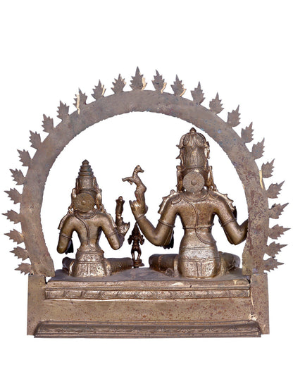 22" Lord Shiva Devi Parvati with Kartikeya | Handmade | Madhuchista Vidhana (Lost-Wax) | Panchaloha Bronze from Swamimalai