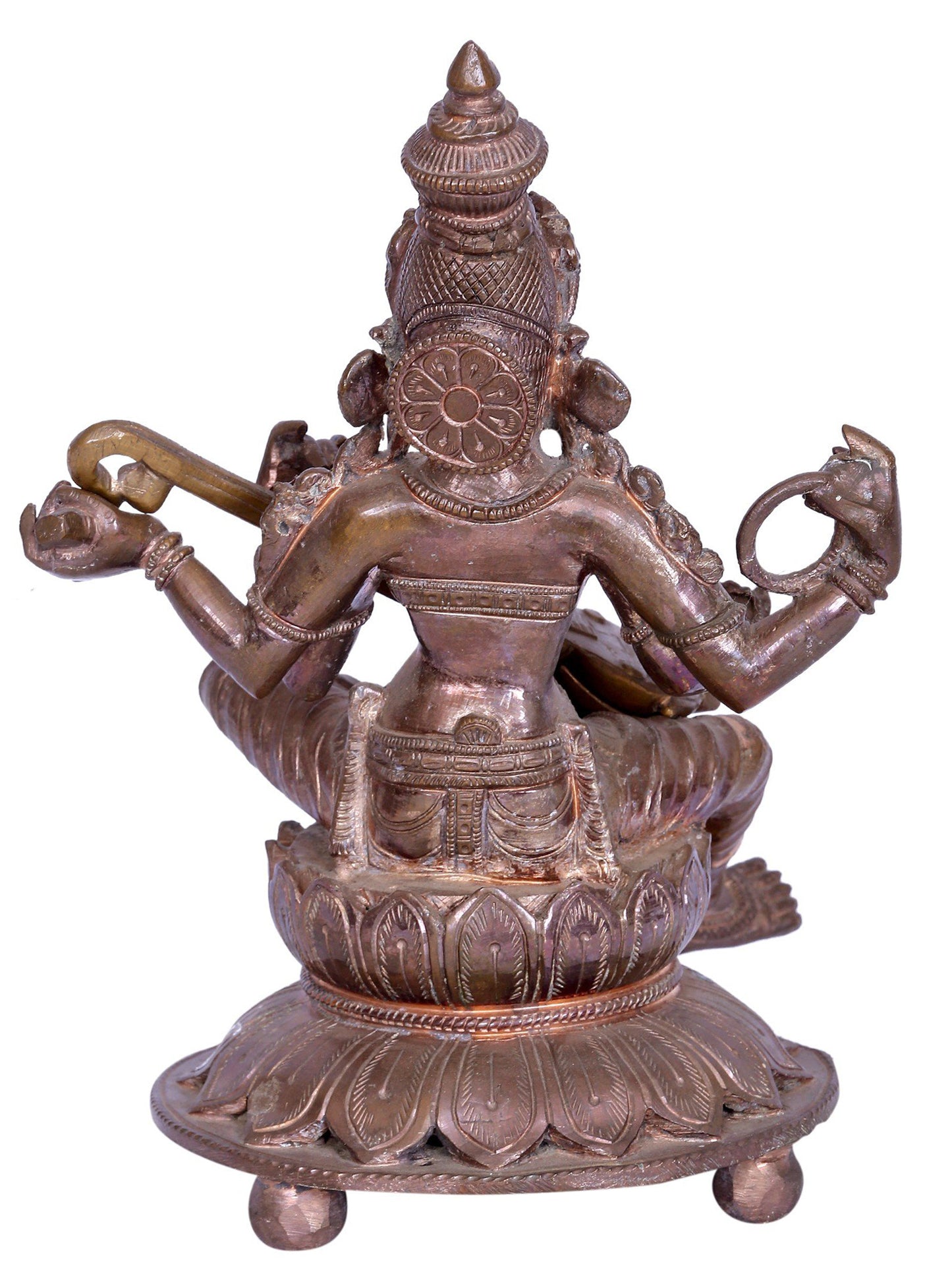 10" Sitting Goddess Saraswati Sculpture | Madhuchista Vidhana (Lost-Wax) | Panchaloha Bronze from Swamimalai