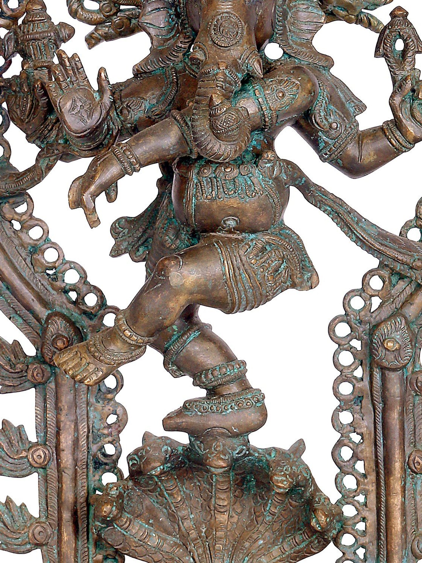 16" Lord Ganesha Idol Dancing on Sarpent| Handmade | Madhuchista Vidhana (Lost-Wax) | Panchaloha Bronze from Swamimalai