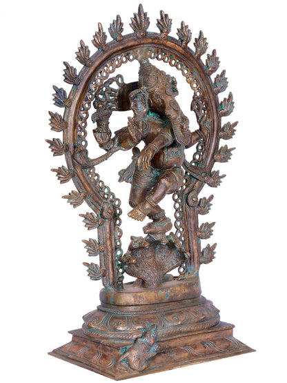 16" Lord Ganesha Idol Dancing on Sarpent| Handmade | Madhuchista Vidhana (Lost-Wax) | Panchaloha Bronze from Swamimalai