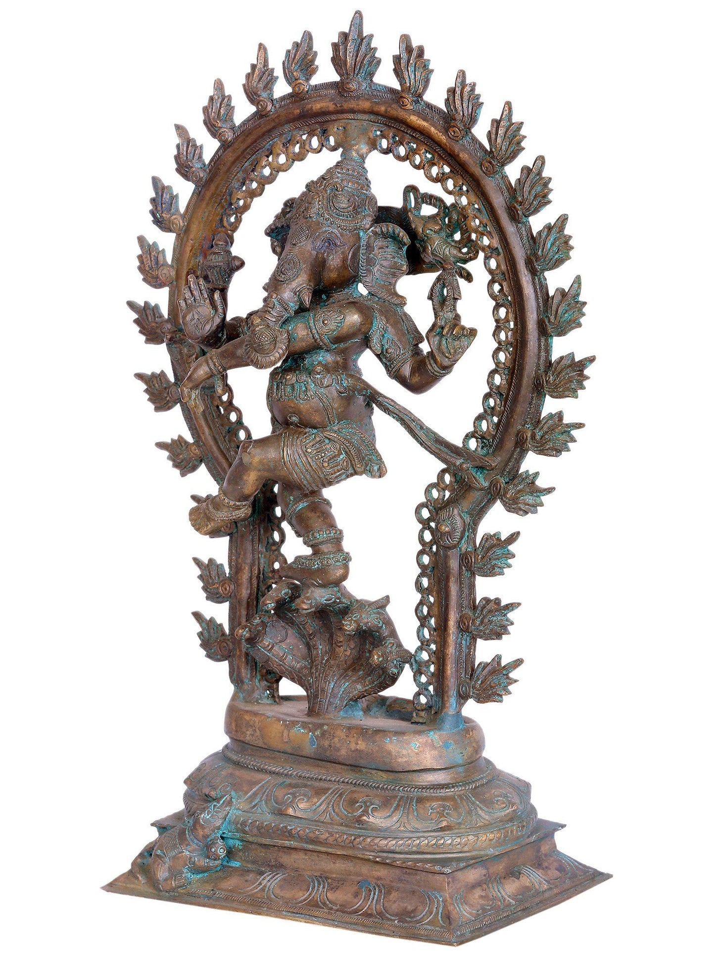 16" Lord Ganesha Idol Dancing on Sarpent| Handmade | Madhuchista Vidhana (Lost-Wax) | Panchaloha Bronze from Swamimalai