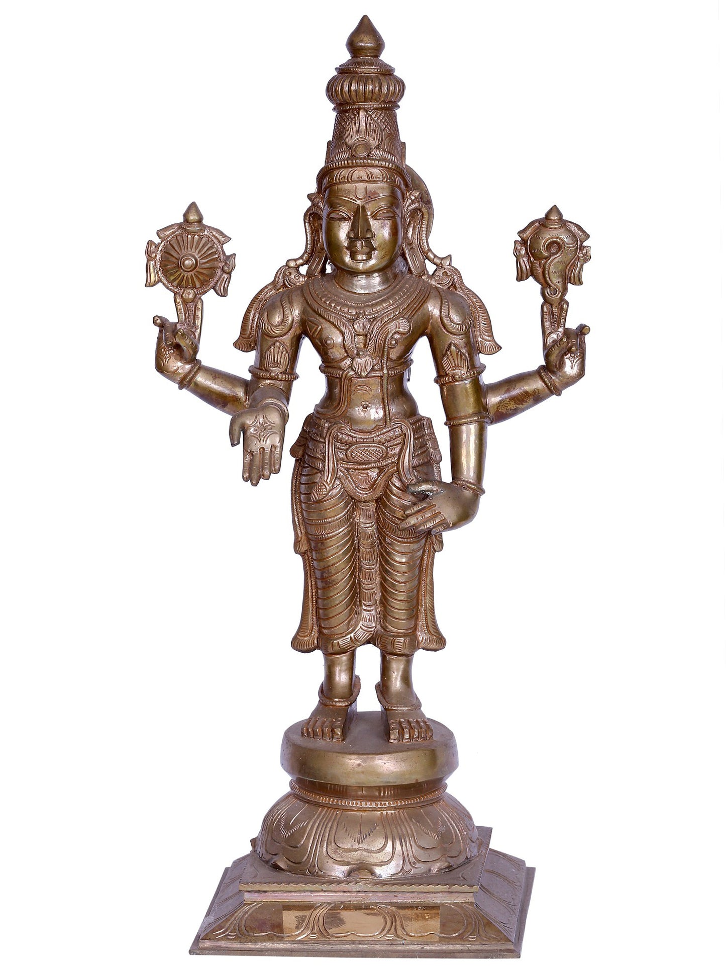 20" Standing Lord Vishnu (Perumal) Statue | Madhuchista Vidhana (Lost-Wax) | Panchaloha Bronze from Swamimalai