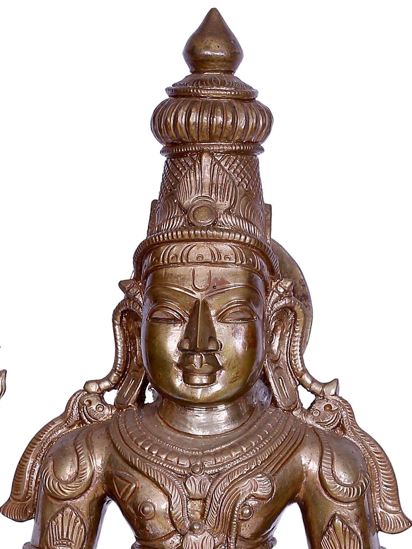 20" Standing Lord Vishnu (Perumal) Statue | Madhuchista Vidhana (Lost-Wax) | Panchaloha Bronze from Swamimalai