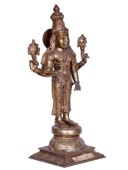 20" Standing Lord Vishnu (Perumal) Statue | Madhuchista Vidhana (Lost-Wax) | Panchaloha Bronze from Swamimalai