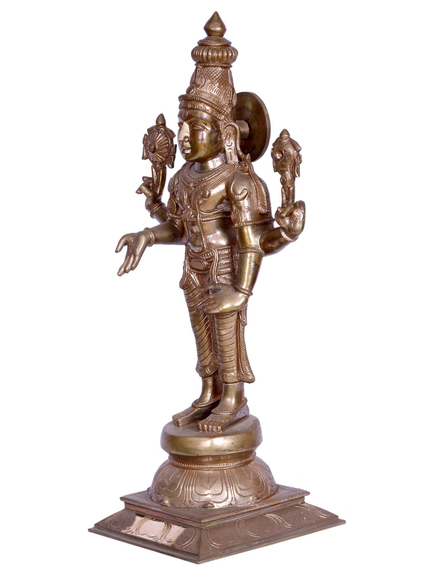 20" Standing Lord Vishnu (Perumal) Statue | Madhuchista Vidhana (Lost-Wax) | Panchaloha Bronze from Swamimalai