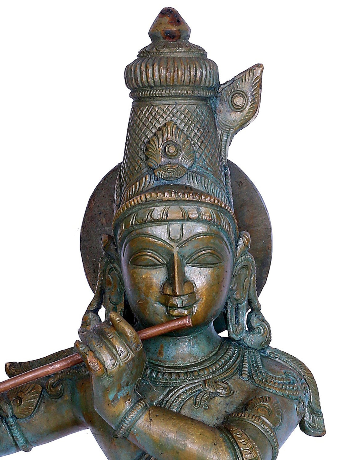 19" Standing Lord Krishna Idol Playing Flute | Madhuchista Vidhana (Lost-Wax) | Panchaloha Bronze from Swamimalai