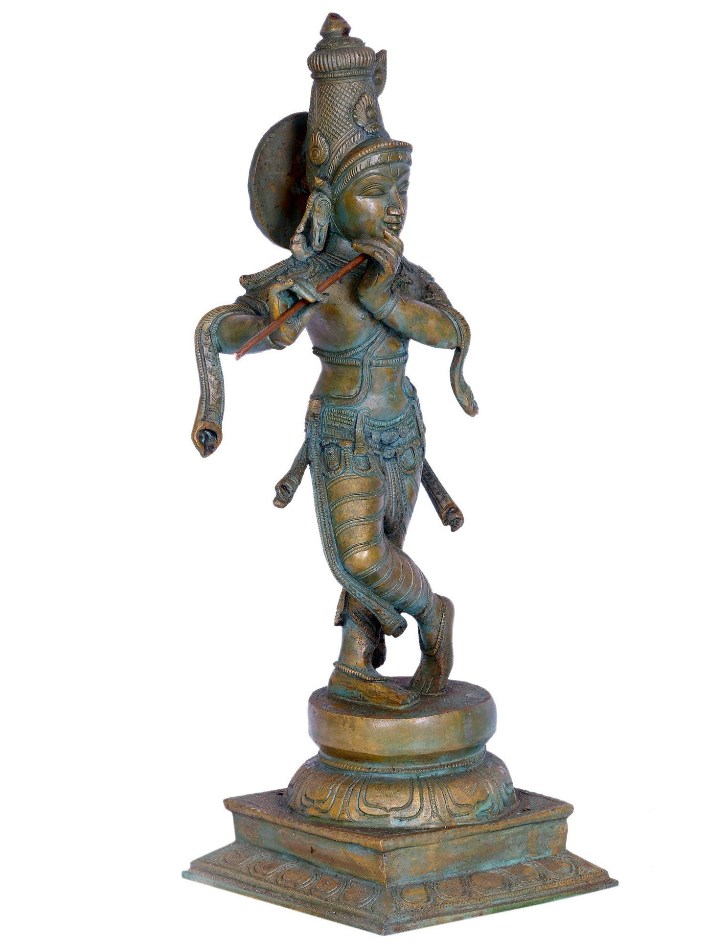 19" Standing Lord Krishna Idol Playing Flute | Madhuchista Vidhana (Lost-Wax) | Panchaloha Bronze from Swamimalai