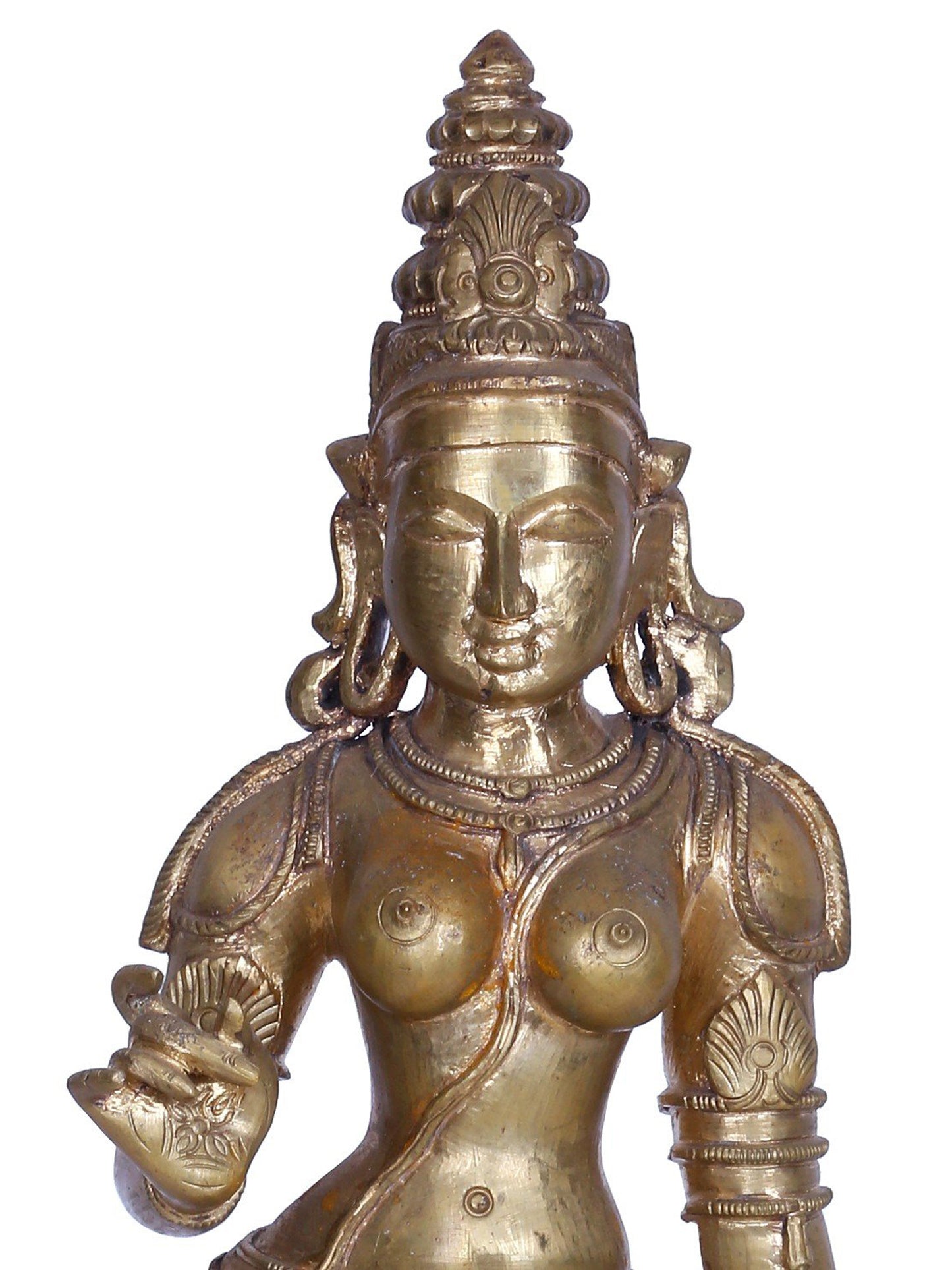 19" Standing Goddess Sivagami (Parvati) | Handmade | Madhuchista Vidhana (Lost-Wax) | Panchaloha Bronze from Swamimalai