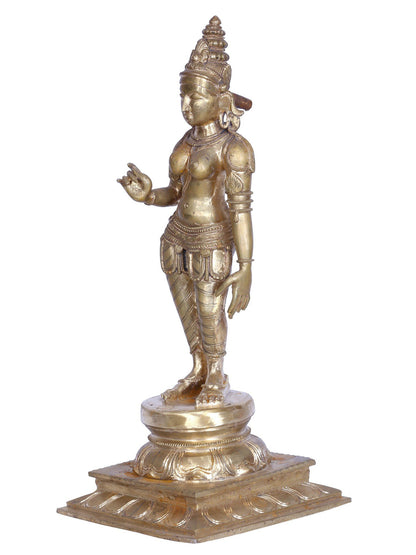 19" Standing Goddess Sivagami (Parvati) | Handmade | Madhuchista Vidhana (Lost-Wax) | Panchaloha Bronze from Swamimalai