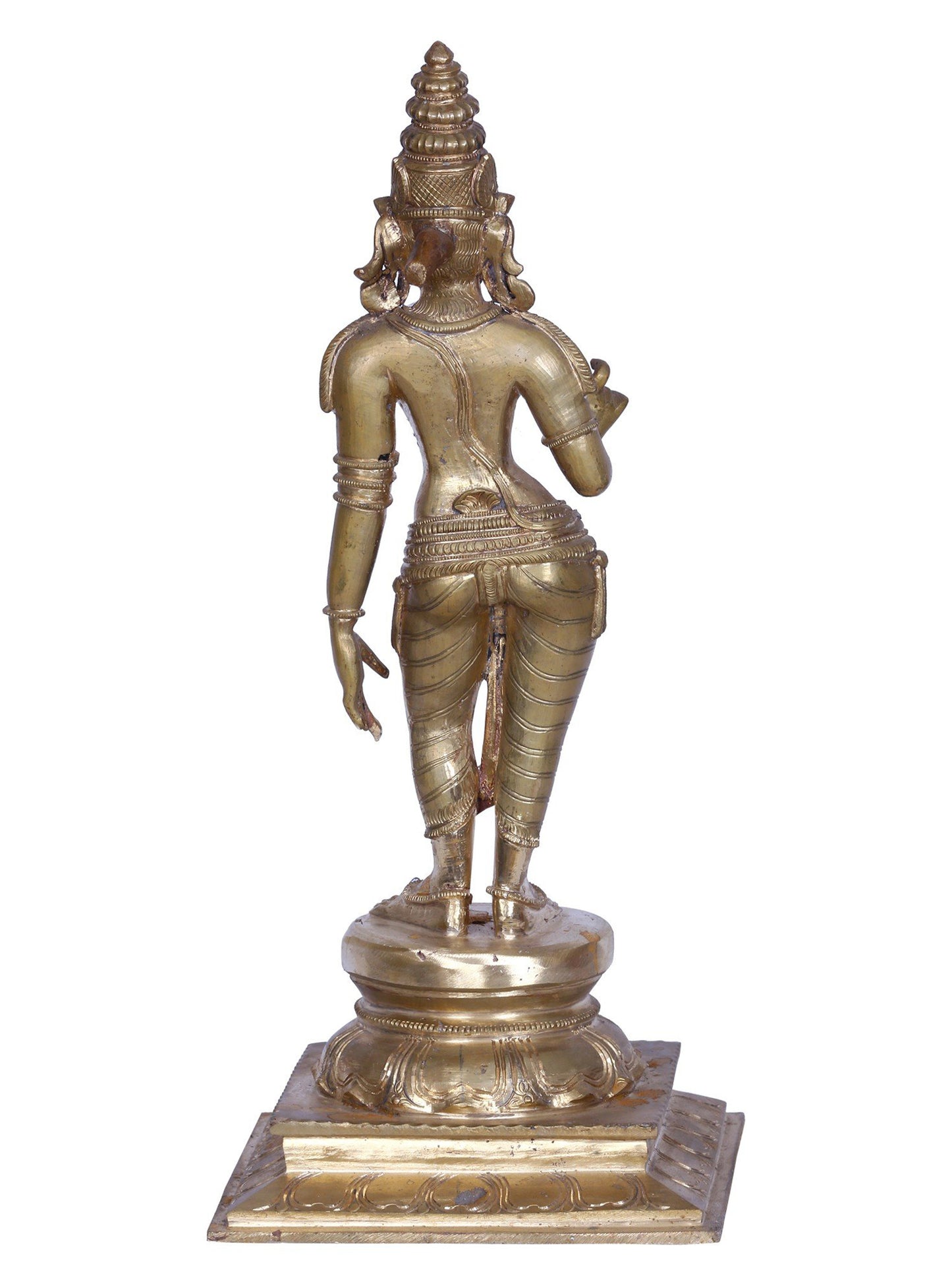 19" Standing Goddess Sivagami (Parvati) | Handmade | Madhuchista Vidhana (Lost-Wax) | Panchaloha Bronze from Swamimalai