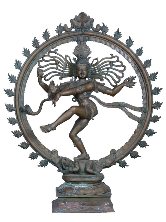 37" Lord Nataraja (Dancing Lord Shiva) - Handmade Panchaloha Bronze Sculpture