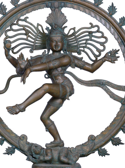 37" Lord Nataraja (Dancing Lord Shiva) - Handmade Panchaloha Bronze Sculpture